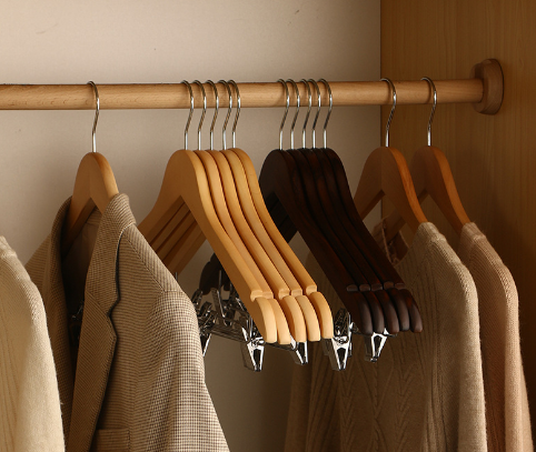 Wooden Hotel Hanger With Clips