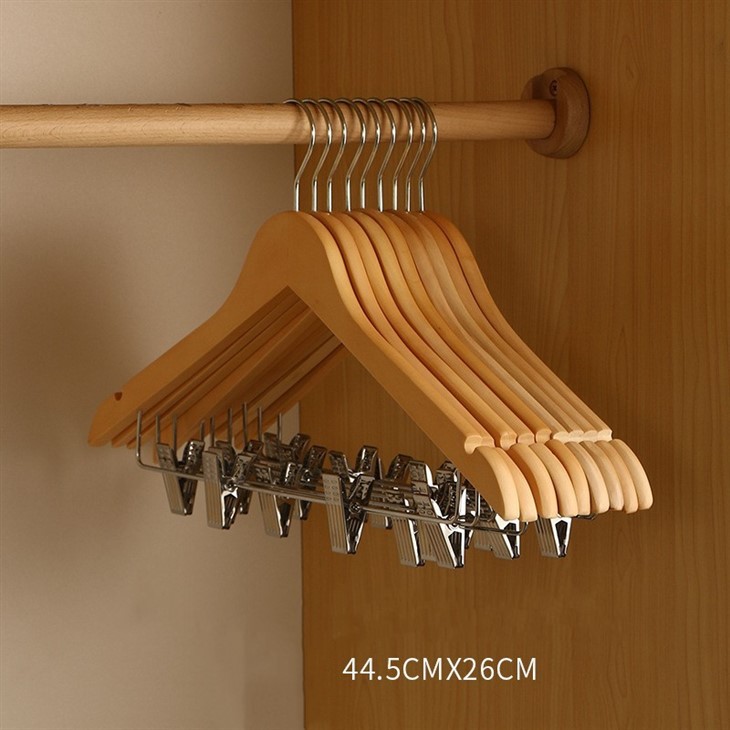 Wooden Hotel Hanger With Clips
